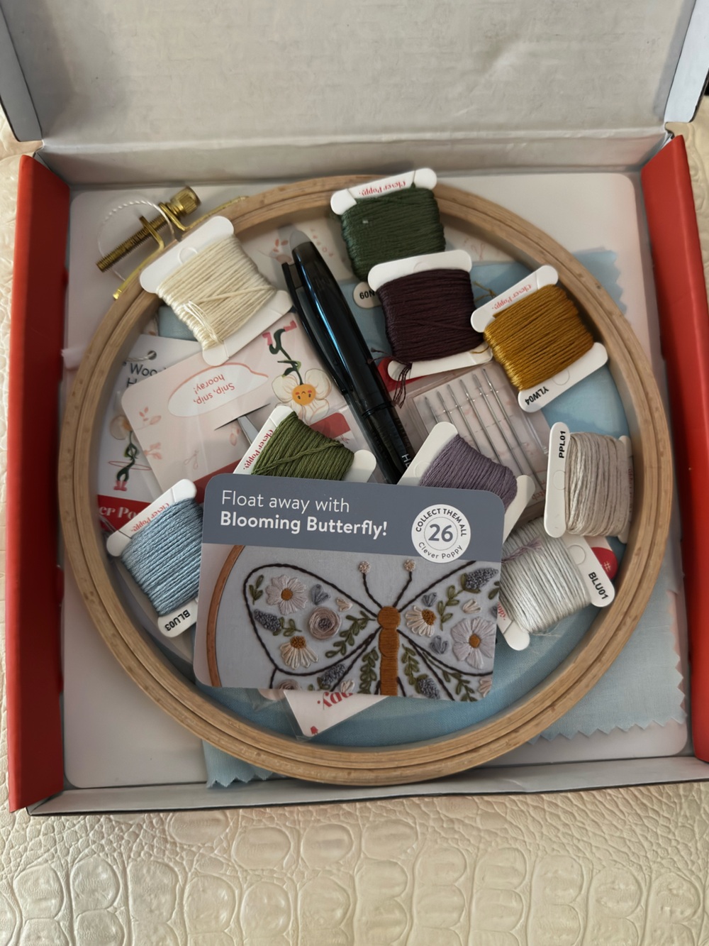 Clever Poppy "Blooming Butterfly" Beginner Embroidery Kit - Brand New